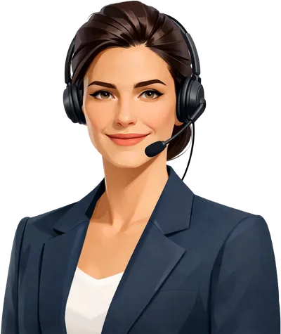 Veronika mit Headset bei der Arbeit
